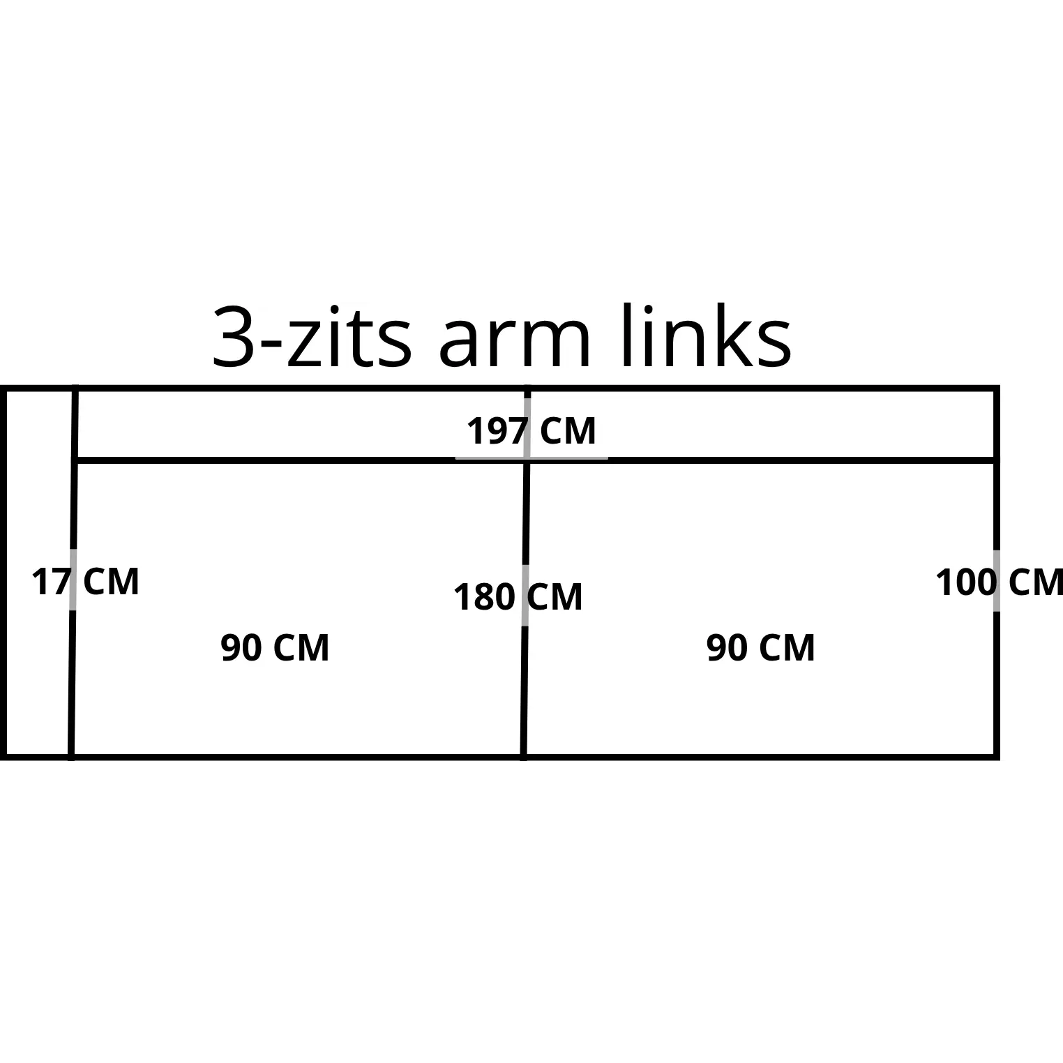 afbeelding van Leren elementenbank Match - element 3 zits arm links - Massif Rubino (donkerrood) - poten staal zwart